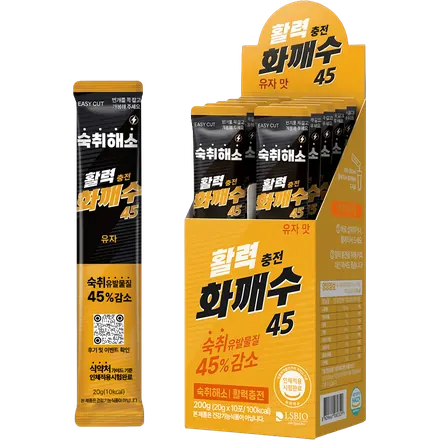 화깨수 유자맛 스틱과 전개형 박스